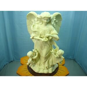 Vtg Retired Partylite Angel of Light Bisque Porcelain Taper Candle Holder